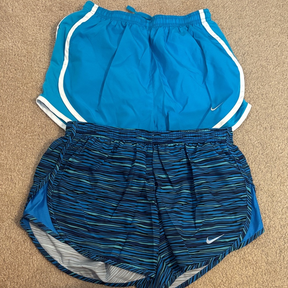 Nike Aqua and Navy Blue Women's Running Shorts Duo